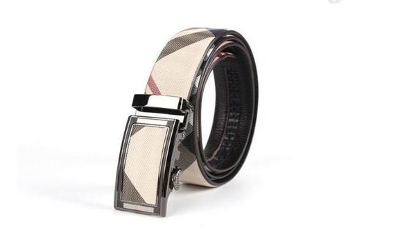 

2018 brand designer plaid styles men's business belts brand waistbands canvas leather automatic buckle genuine leather belts, Slivery;black