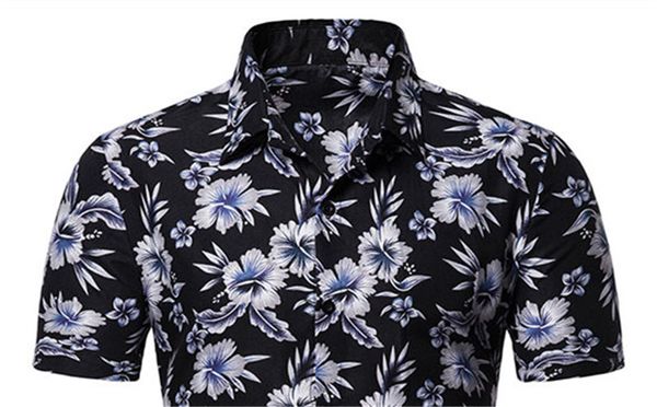 

summer mens floral printed shirts vacation beach short sleeve casual male lapel neck loose homme outerwears, White;black