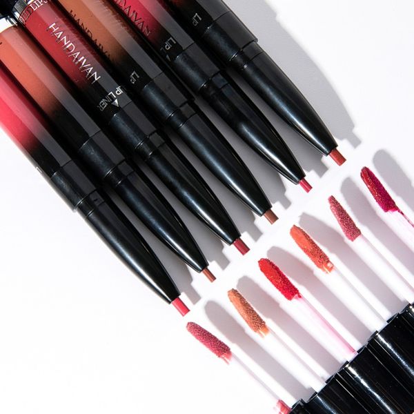 

double-end matte liquid stick lip liner makeup waterproof matte lipstick pencil lip liquid maquiagem