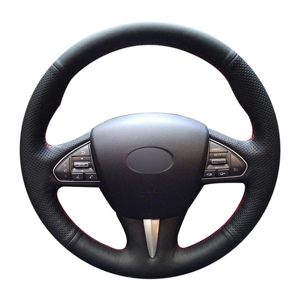 

hand sew black genuine leather car steering wheel cover for infiniti q50 2014 2020 qx50 2020