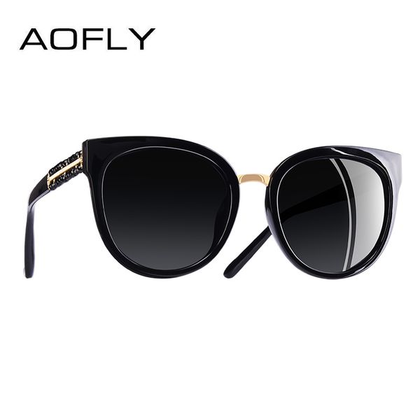 

aofly brand design hand made cat eye sun glasses for women polarized sunglasses goggles uv400 a138, White;black
