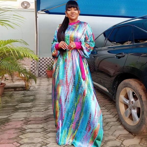 

printed kaftan silk dress 2020 fashion summer kaftan women silk dress african clothes dashiki long maxi robes, Red