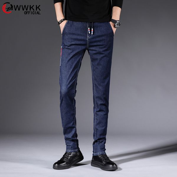 

men's jeans wwkk 2021 men stretch all blue colors trousers clothing fashion casual elastic waist denim pants male quality 38
