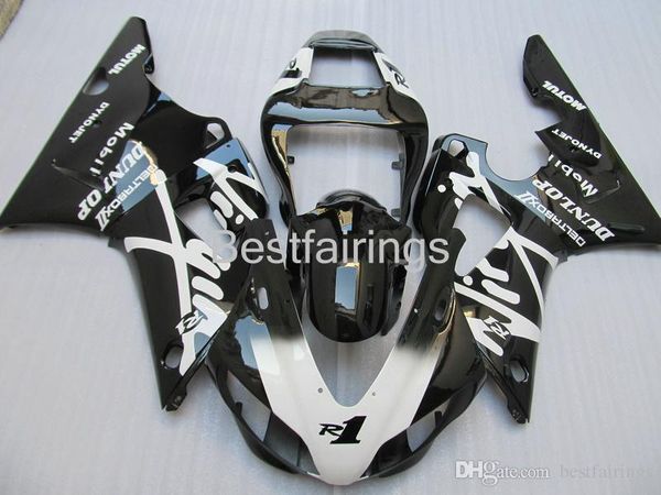 

zxmotor 7 gifts fairing kit for yamaha r1 1998 1999 white black fairings yzf r1 98 99 rt48