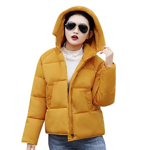 

women warm hooded coats female long-sleeved short light down coats, Black