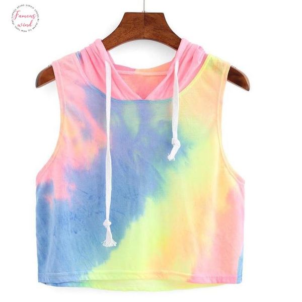 

t shirt fashion print hooded crop sleeveless t shirt summer for women 2020ma7, White