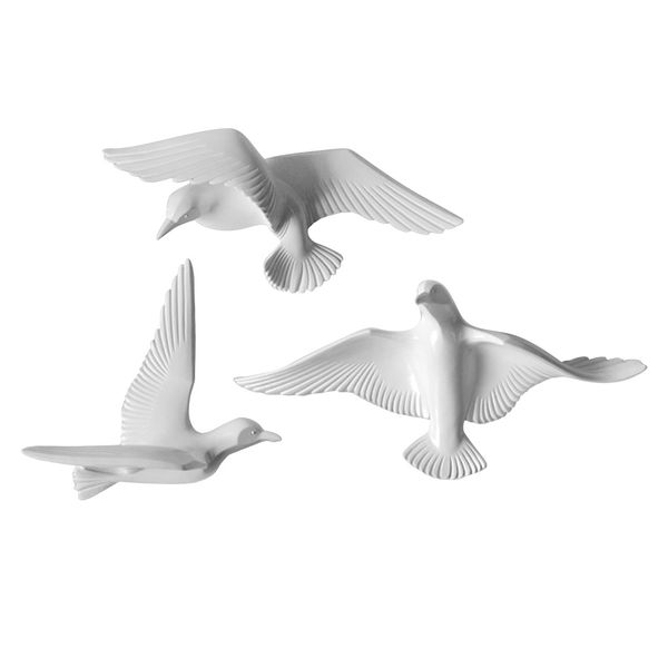 

3pcs/set fashion 3d resin seagull wall sculptures mural home wall hanging decor