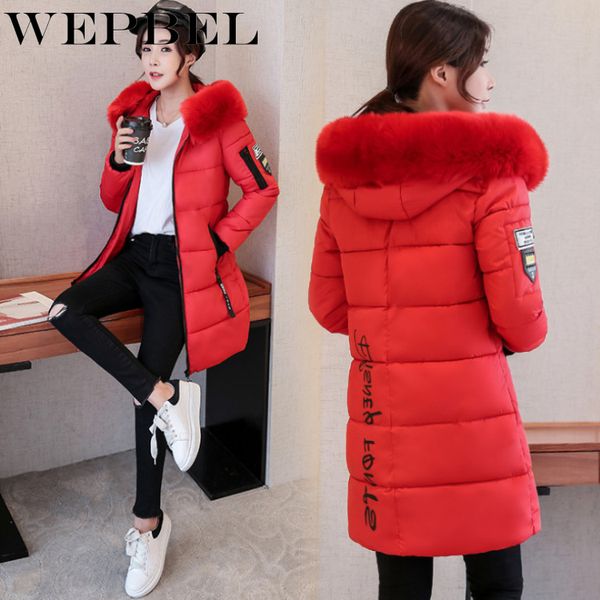 

wepbel womens winter jackets and coats warm hooded down cotton padded parkas for women's winter jacket female manteau, Black