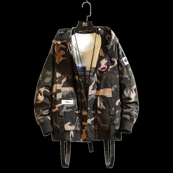 

2020 new casual camouflage hoodie jacket men spring army tactical fleece jackets mens hooded windbreaker coat male outwear, Black;brown