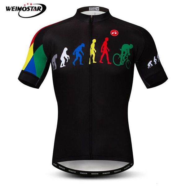 

weimostar cycling jersey men evolution bicycle cycling clothing summer short sleeve mtb bike jersey reflective bicycle shirt, Black;red