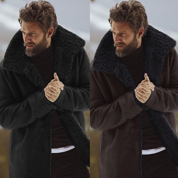 

mens winter medium length woollen jacket thickened detached coat 10.31, Black;brown