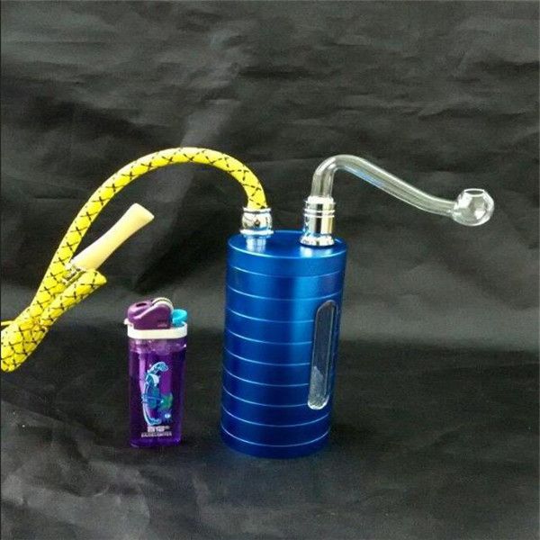 Синяя водопроводная труба из нержавеющей стали, оптовая продажа, аксессуары для стеклянных бонгов, стеклянная водопроводная трубка для курения, бесплатная доставка
