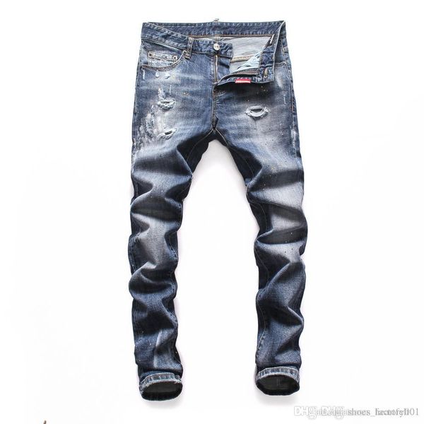 

brand jeans mens luxury designer jeans baggy biker high waisted ripped rock revival black skinny men jean jeckets long pants trousers 038, Blue
