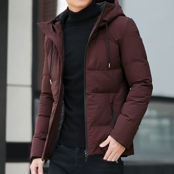 

men winter warm outerwear casual coat for male hooded fashion parka slim fit clothes 4xl, Tan;black