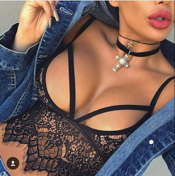 

european and american foreign trade jewelry fashion tide female velvet cross diamond necklace necklace women, Golden;silver