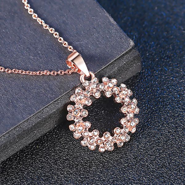 

luxury stainless steel wedding necklace jewelry classic pave setting rhinestone circle chokers necklace for women wedding, Silver