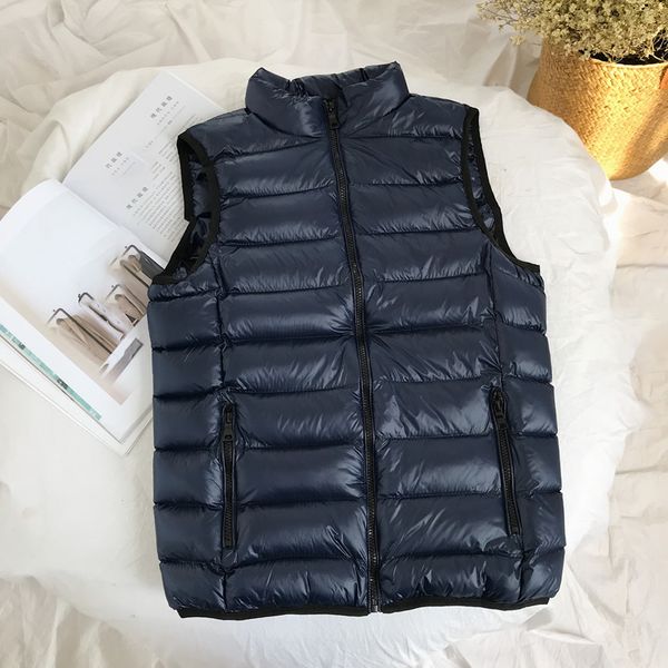 

men winter stand collar vest sleeveless padded zipper jacket plus size waistcoat, Black;white