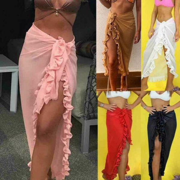 

women beach bikini cover up swim skirt short wrap sarong beachwear swimwear, Black