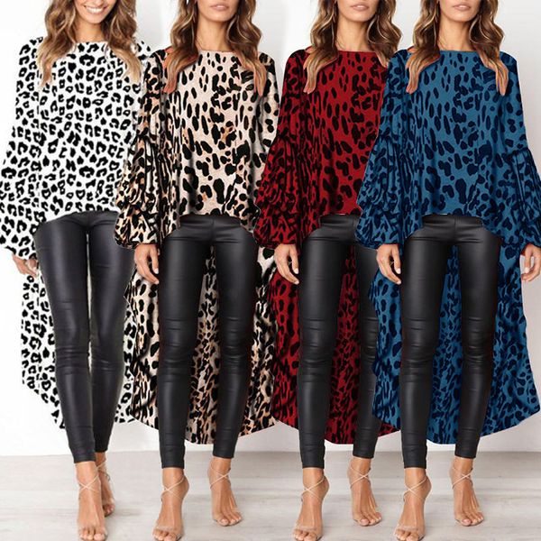 

long sleeve irregular female leopard print dress 100238, Black;gray