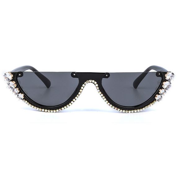 

vintage retro sunglasses 2020 women meta lwater drill half frame cat's eye sunglasses brand design sun glasses gv0287, White;black