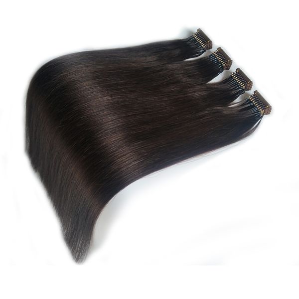 2019 Nuove estensioni dei capelli 6D-1 Colore naturale Diritto serico Invisibile Doppio disegnato Tecnologia di connessione di fascia alta Estensione dei capelli umani Economici