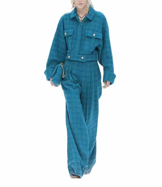 

wool loose coat + pants woollen twinset ma'am 2020 good morning real silk in lining jacket underwear suit, White