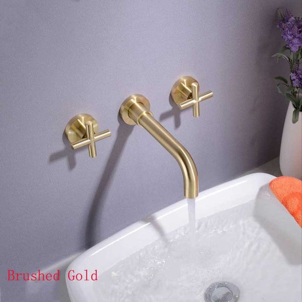

basin faucet bathroom wall mounted spout basin faucet solid brass brushed black/ gold/ rose gold bathroom bathtub