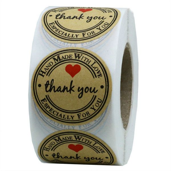 

thank you stickers kraft paper love seal label sticker diy cake baking thanksgiving gift box label stick wedding party package decoration