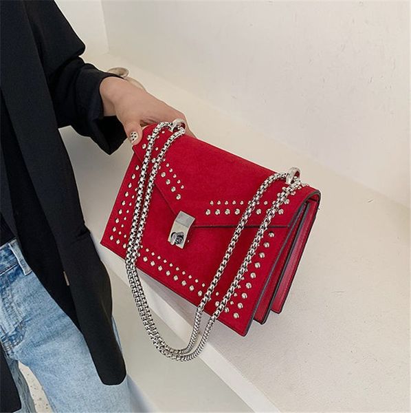 

designer shoulder bag scrub leather small shoulder messenger bags for women chain rivet lock crossbody bag female travel mini bags 4