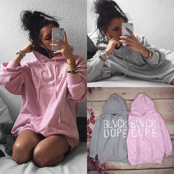 

oversized women ladies clothing hooded sweatershirts letter casual pullover long sleeve outwear coat women, Black