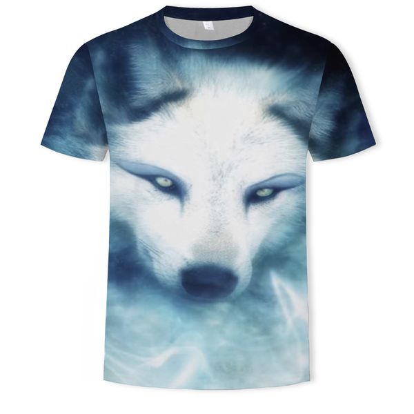 

mens designer summer white wolf digital 3d printed short-sleeved t-shirt men, White;black