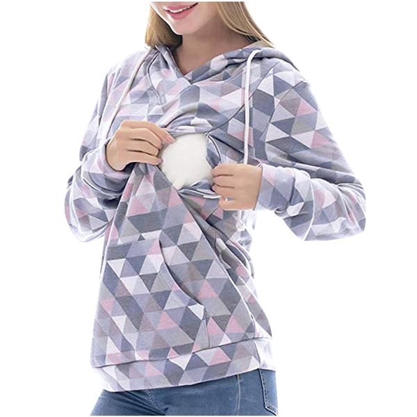 

Women Maternity Tops Long Sleeve Hooded Nursing Tops Breastfeeding Pullover Sweatshirt Pregnant Casual Winter Blouse Shirt C850#