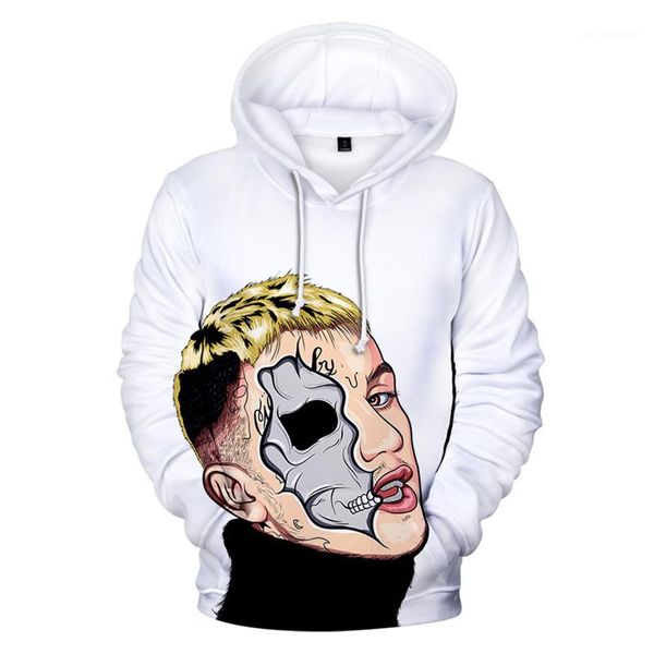 

sleeve hooded homme sweatshirts casual autumn male lil peep designer mens hoodies 3d printed loose long, Black