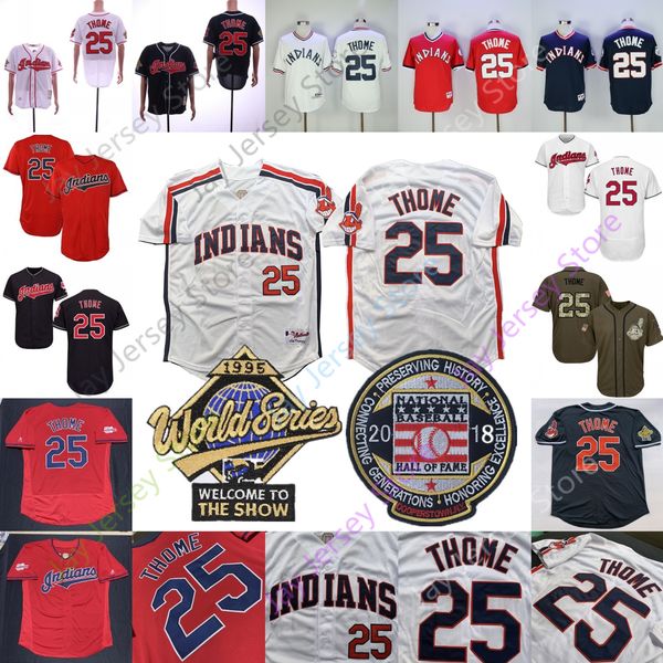 

Jim Thome Jersey Indians 2018 Hall Of Fame Patch 1995 WS Cleveland Baseball Jerseys Home Away Men Women Pullover All Stitched