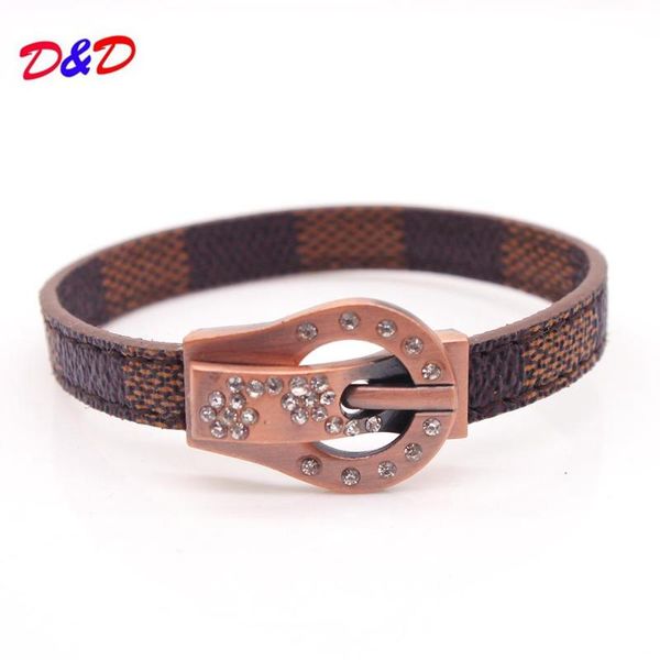 

new hand jewelry leather bracelet men women jewelry hand chain simple all-match word alloy wide leather bracelet bangle, White