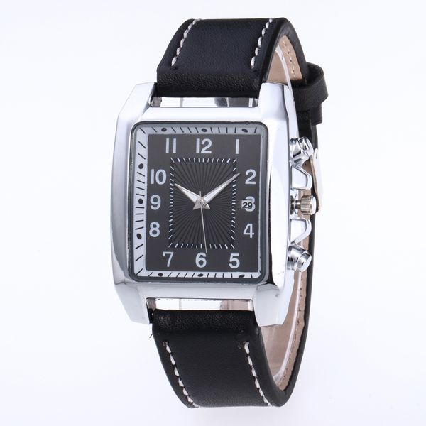 

fashion men's watch rectangular dial sport watches men quartz complete calendar watches clock relogio masculino reloj hombre, Slivery;brown