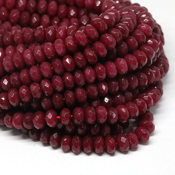 

diy 5x8mm natural faceted brazil red ruby gemstone rondelle loose beads 15", Black