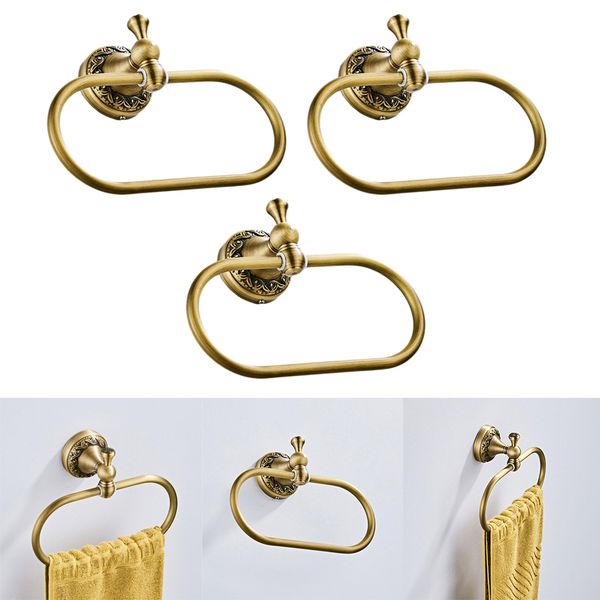 

3 pieces vintage bathroom bathroom storage rack oval brass towel hook bronze