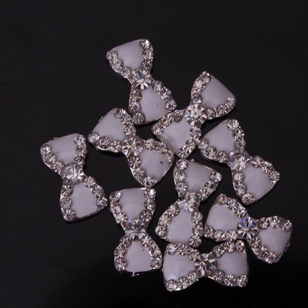 

3d lovely bowtie glitter nail jewels alloy salon diy nail decoration crystal