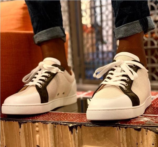 

fashion designer brand rantulow casual flats low red bottom shoes famous canvas & leather trainers sale,with box,eu35-47, Black