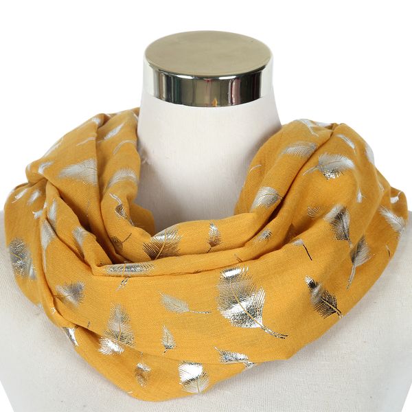 

winfox fashion shiny purple yellow feather foil neck round scarf women glitter ring scarves loop foulards ladies dropshipping