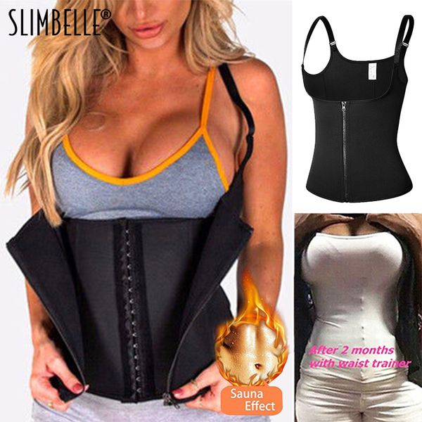 

waist slimming shapers underwear body trainer slim modeling strap belt corset vest black women neoprene sauna suit, Black;white