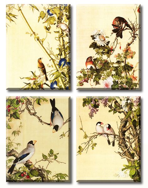 

bird canvas wall art 4 pieces vintage animal picture modern home decor for bedroom living room stretched framed ready to hang