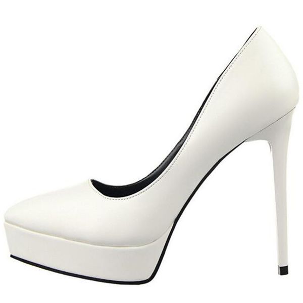 

dress shoes thin high heel platform women pumps pointed toe solid slip on spring office ladies basic size, Black