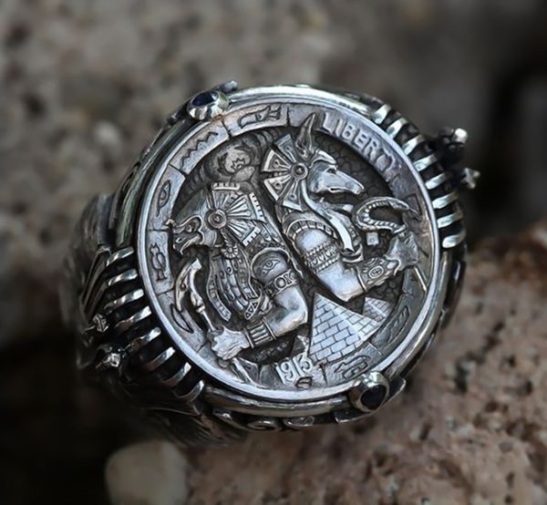 

Старинные древнеегипетский фараон кольцо гор Анубис Странник кольцо властная ли