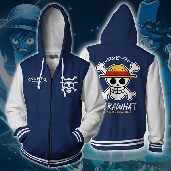 

comic shirt pirates king cos 3d printing zipper cardigan even cap motion loose coat sweater t shirts, Black