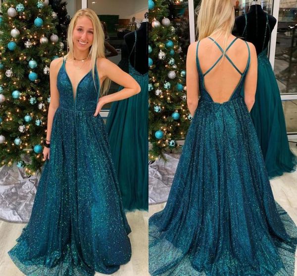 

yiminpwp sparkly evening dresses spaghetti criss cross straps backless sweep train sequined long formal prom party gowns, White;black