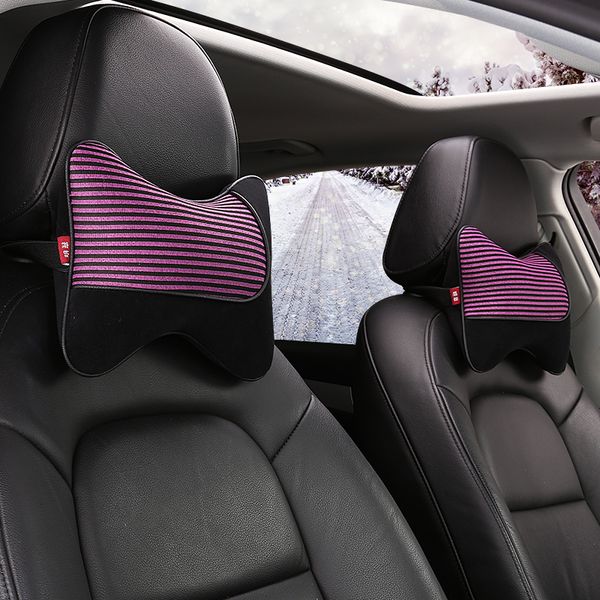 

2pcs pu leather knitted car pillows headrest neck rest cushion support seat accessories auto black safety pillow universal decor