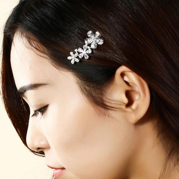 

beautiful hair clip pave setting cubic zirconia crystal barrettes for wedding bridal accessories, Golden;white