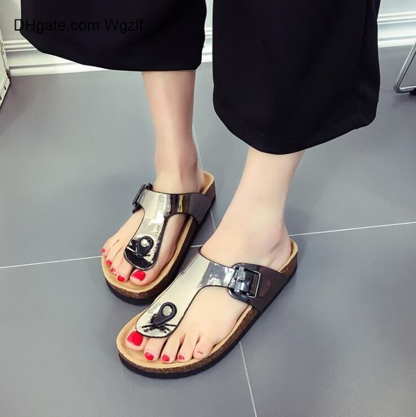 

bokon 2020 new women slipper summer beach cork flip flops sandals mixed color casual slides holiday shoes flat white black red